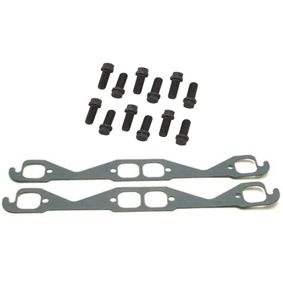 Small Block Fits Chevy Square Port Header Gaskets & 3/8-16 Bolts