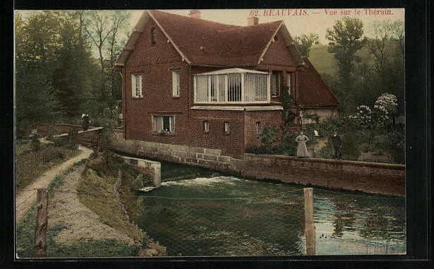 CPA Beauvais, Vue sur le Thérain