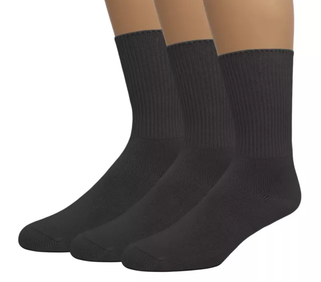 Men's Big and Tall King Size Diabetic Non-Binding Soft Cotton Crew Socks 3-Pack