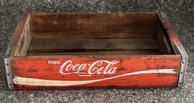 Vintage 1970s COCA COLA "Enjoy Coca-Cola" Wooden 12-16 Crate Richmond VA