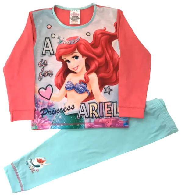 Girls Disney Princess Ariel Pyjamas The Little Mermaid Pjs Age 1.5-5 Years Pink