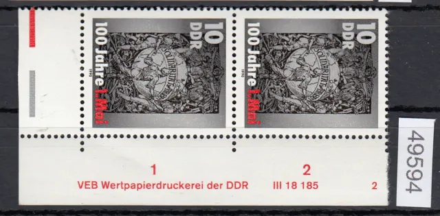 DDR 1990, Mich.-Nr.: 3322 ** DV FN 2    Eckrand  Druckvermerk
