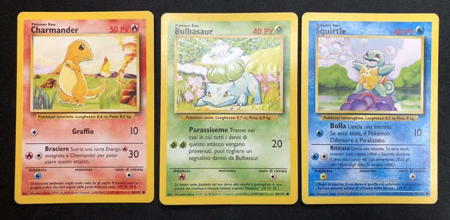Pokemon Bulbasaur Charmander Squirtle 44-46-63/102 Set Base Unlimited Wizards