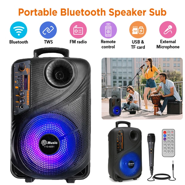 8& PORTABLE BLUETOOTH Speaker TWS Party Stereo Subwoofer Heavy Bass