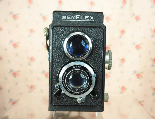 Ancien appareil photo 6 X 6 SEMFLEX + étuis+ notice objectif SOM BERTHIOT 1: 2,8 3