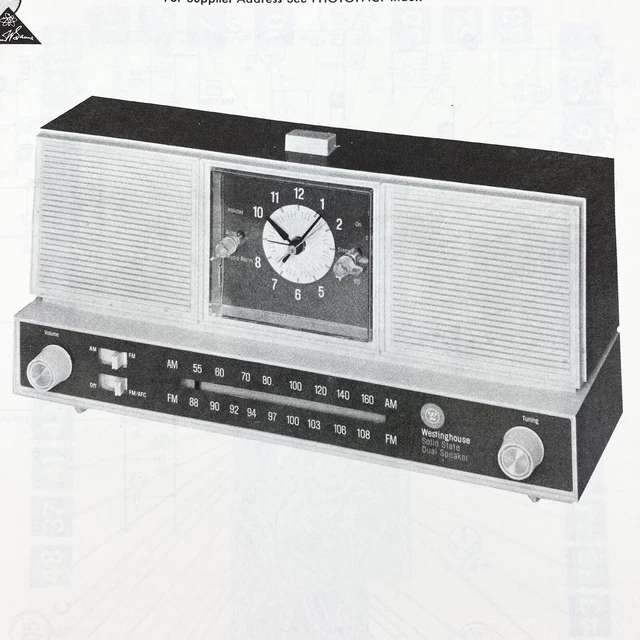 VINTAGE 1968 WESTINGHOUSE Clock Radio Model RC42N08A Schematic Service