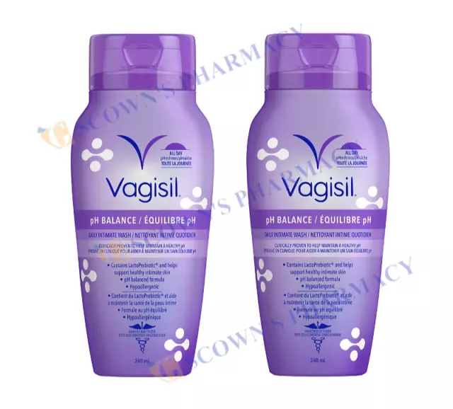 2 x Vagisil pH Balance Daily Intimate Wash 240 ml -For Delicate & Sensitive Skin