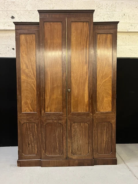 Unusual Large Georgian Style Mahogany Breakfront Wardrobe *delivery available