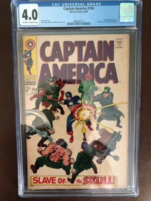 Captain America #104, August 1968.Marvel Comics, CGC Grade 4.0 VG