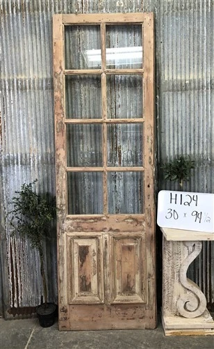Antique French Single Door (30x94) 8 Pane Glass European Door H124
