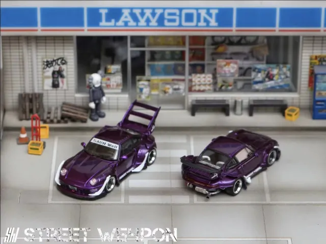 Street Warrior Porsche 993 RWB Electric Purple 1/64 GT Big Wing