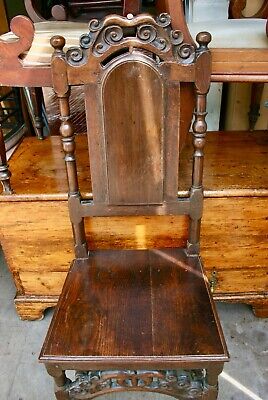 17th Century Antique Carved Oak High Back Wainscot Throne Chair 3