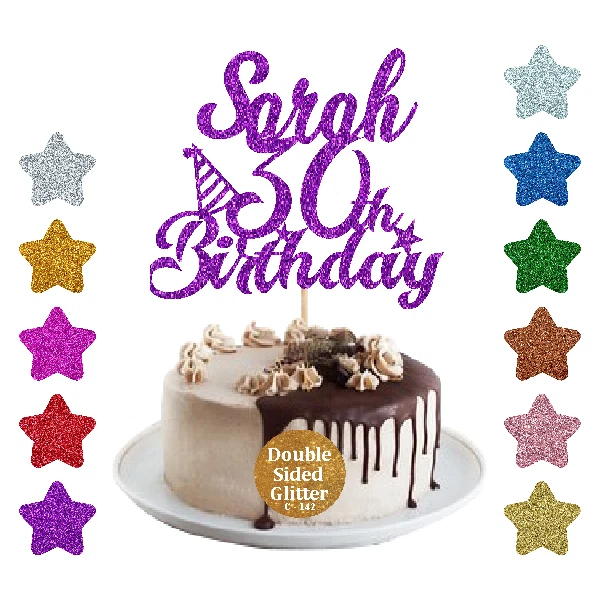 Personalised Happy Birthday Glitter Cake Topper Any Age 10th 15th 18th 30th