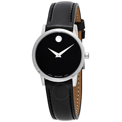 Movado Museum classico cinturino in pelle quadrante nero women's Watch 0607274