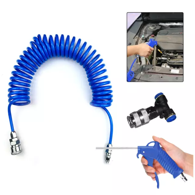 Air Duster Blow Gun Nozzle Compressor Compressed Hose Line Blower Tool Set Kit