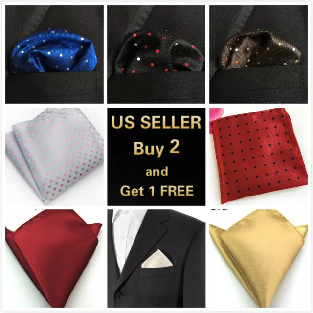 Men's Satin Silk Pocket Square Hankie Hankerchief Wedding Party Formal Suit