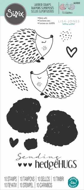 Sizzix Sending Hedgehugs 11 Piece Layered Clear Stamp Set Valentine Card Making