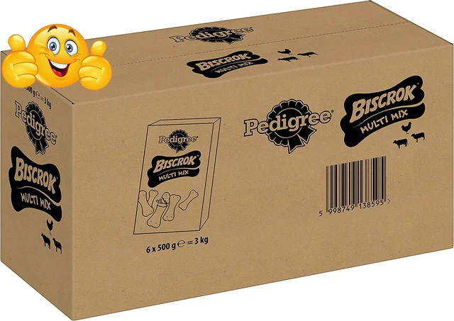 Pedigree Biscrok Original Hundekekse Leckerlis 3 Sorten 6 x 500 g 6er Pack