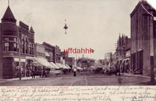 PRE-1907 STREET SCENE SPRING VALLEY, MN business district 1906