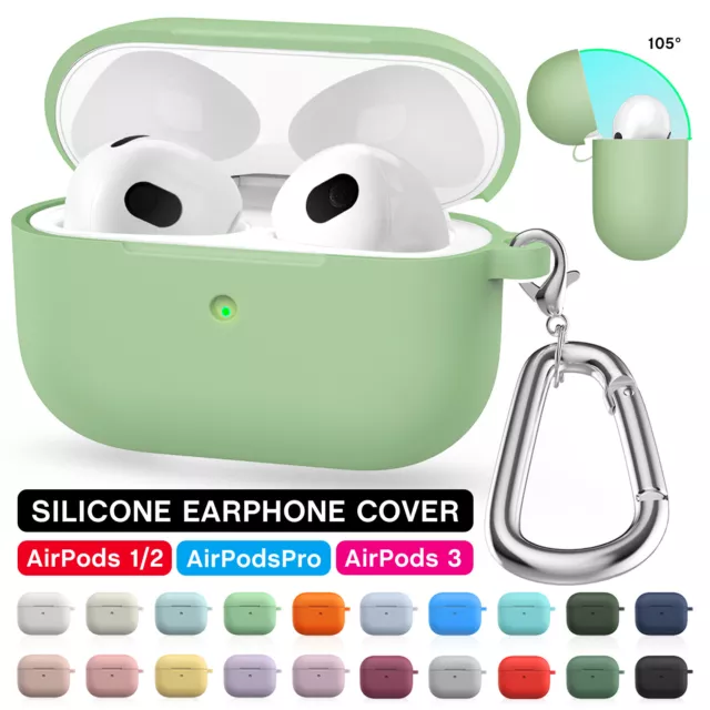 For Apple AirPods 3 2 1 Silicone Protector Case Shockproof Full Cover + Keychain