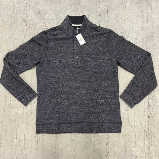 Marine Layer Clayton Textured Mock Neck Henley Pullover Mens L NWT Retail $98
