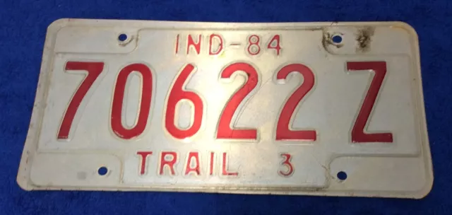 1984 Indiana Trail 3 License Plate, 70622Z