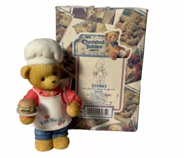 Vintage Collectible Cherished Teddies #510963 Dennis Kiss The Cook Figurine 2