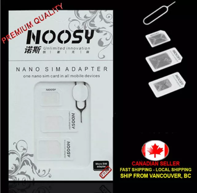 White Noosy Nano Sim Card to Micro Sim Card Standard Sim Card Adapter