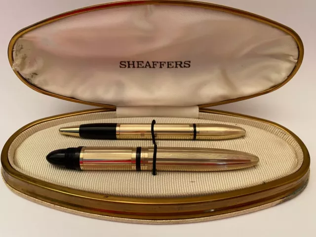 Sheaffer Tuckaway Lifetime gold filled First Year pen + pencil set, box, 1941