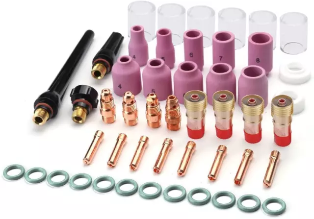 RX WELD 49PCS TIG Welding Torch Stubby Gas Lens #10 Pyrex Glass Cup Kit For