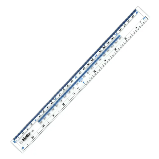 Helix 30cm/12 Inch Clear Plastic Ruler Multi Buy Discount