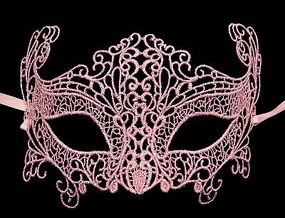 Mask from Venice Lace Burano-Wolf Civet Carnival- Pink English 1355