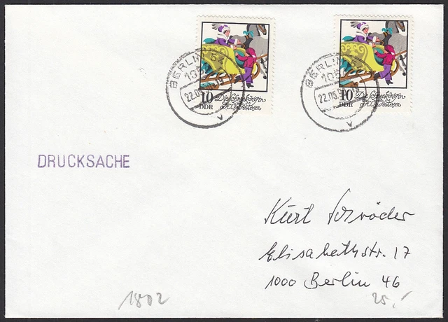 DDR Nr. 1802 MeF (aus Klbg. 1801-1806) auf Brief ab Berlin, 1990