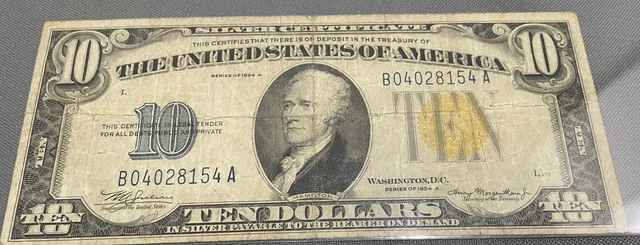 Ten 10 Dollar North Africa Series 1934 A Silver Certificate Circulated