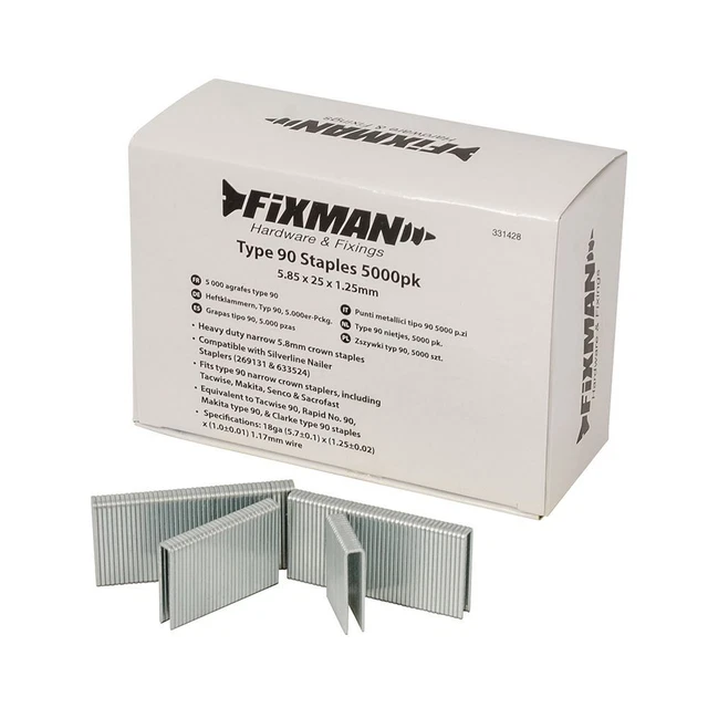 Fixman 5,80 x 25 x 1,25 mm tipo 90 supporti 5000pk 331428