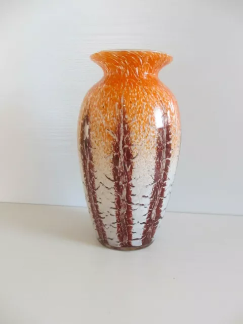 WMF Glasvase Vase Ikora Karl Wiedmann 24,5cm orange weiß rotbraun