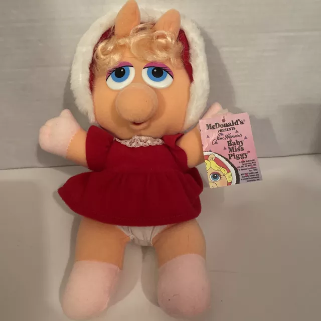 Vintage McDonald’s Miss Piggy Plush 12" Christmas w/Tag Muppet 1987