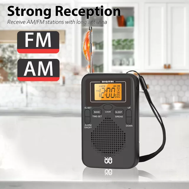 Mini Portable AM FM Radio Receiver LCD Digital Pocket Speaker Battery Powered