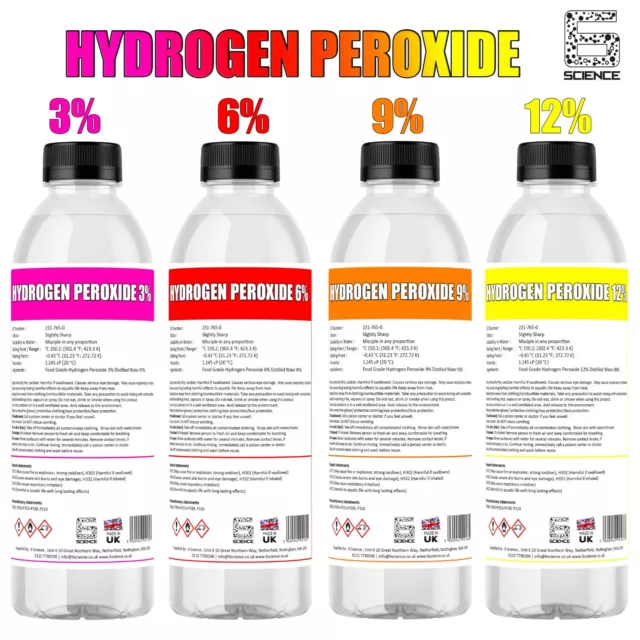 Hydrogen Peroxide 3% 6% 9% 12% Various Sizes ✅ Same Day Dispatch ✅ Uk Made