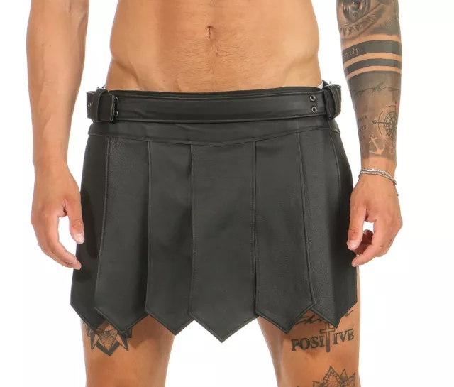 XS-XXXL Auténtico Cuero Gladiador Falda Kilt Negra Nuevo Hebillas Leder-Joe de