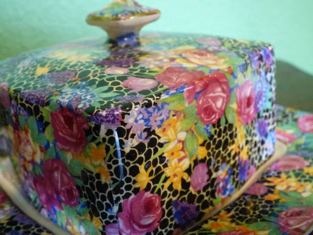 *LIGHT WEAR Royal Winton Grimwades Hazel Floral Chintz Cheese Butter Dish UK 2