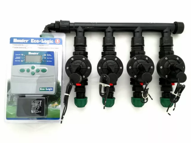 Kit Irrigazione Programmatore Hunter 4 Zone Elettrovalvola Prato Giardino Toro