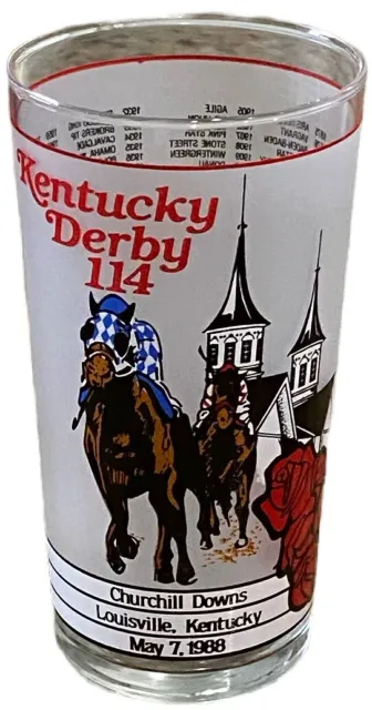 1988 Kentucky Derby 114 Glass Mint Julep Horse Racing Memorabilia Churchill Down