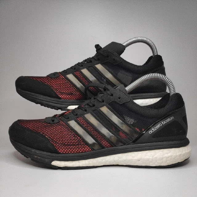 ADIDAS UK SIZE 8 Adizero Boston Mens Black Orange Mesh Running Gym