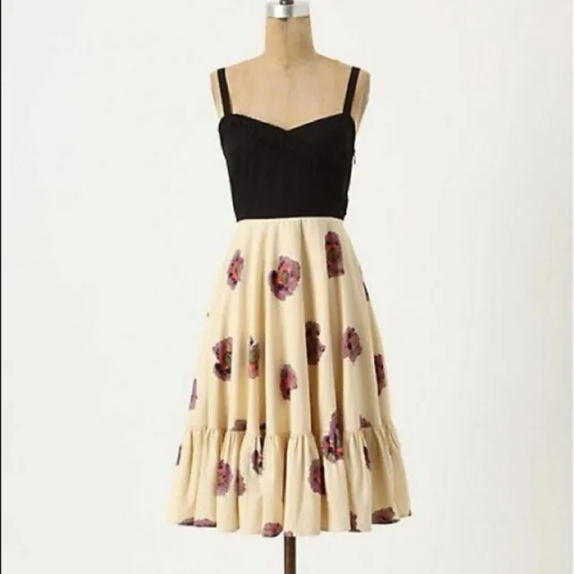 Anthropologie Girl's Of Savoy Floral Night & Day Dress Size 2 Retro Pinup Style