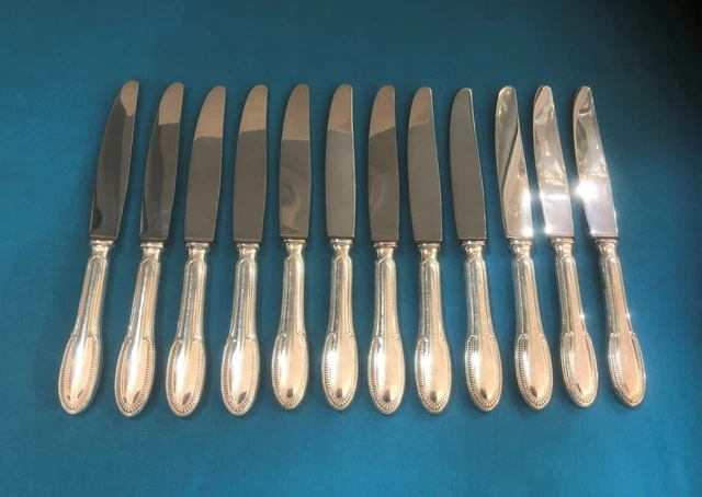 12 couteaux à entremet ERCUIS modèle GODRONS métal argenté Couvert 20,5 cm Table