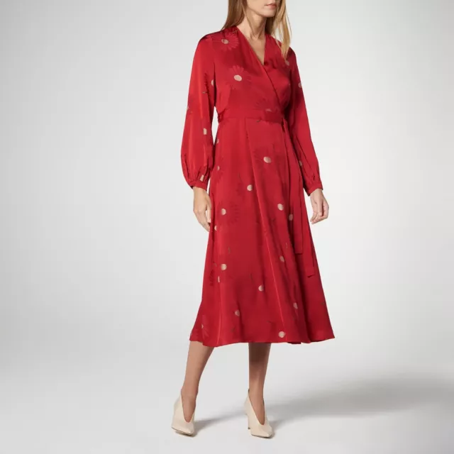 LK BENNETT ELSPETH Red Floral Midi Wrap Dress Size 14 20.00 PicClick UK