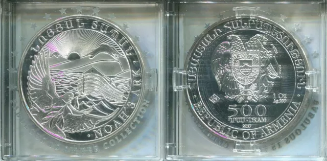 ARMENIEN  2017 - 500 Dram in Silber (1 Unze), BU -  F15  NOAHS ARCHE ARK