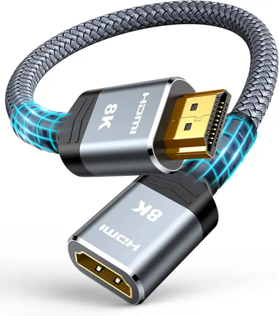 8K HDMI Extender Cable, Short 4K@120Hz HDMI Extension Male to Female Adapter Com