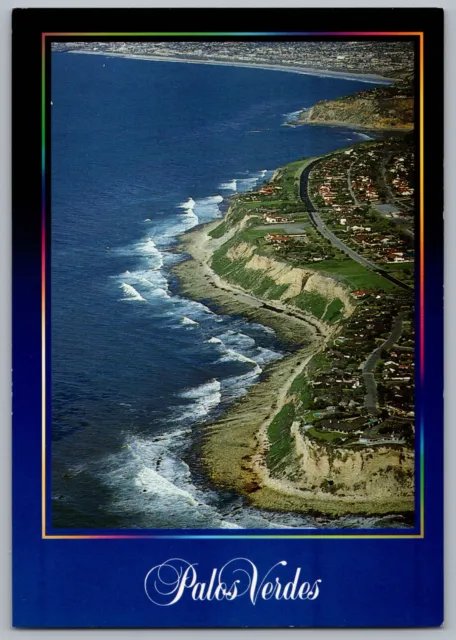 Palos Verdes Peninsula Los Angeles California CA Aerial 1987 Postcard Vintage C3